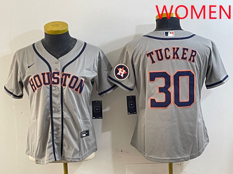 Women Houston Astros #30 Tucker Grey Game 2025 Nike MLB Jersey style 1->women mlb jersey->Women Jersey